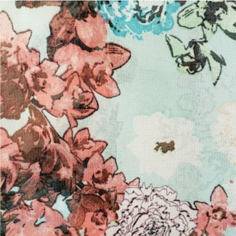 Say What? Aqua Pink Floral Sheer Kimono ¾ Sleeve S - Picture 3 of 7